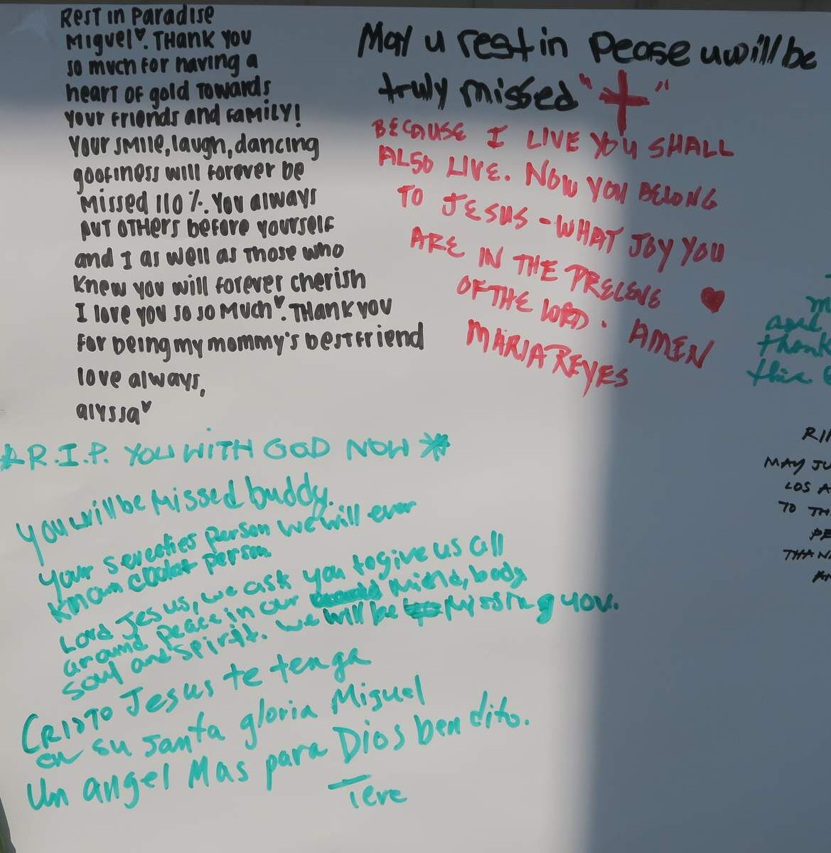 Rite Aid shooting memorial whiteboard